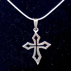 $44  Vintage Estate Mexico Cross With Italian Snake Chain  Sterling Silver